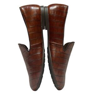 Born Cognac Croc-Patterned Loafers